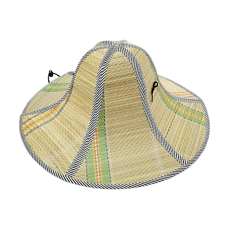 Foldable Straw Hat Fashion Portable Rattan Black Drawstring Wide Brim  Unisex Fisherman's Cap Straw Cap for Fishing, Hiking, Camping