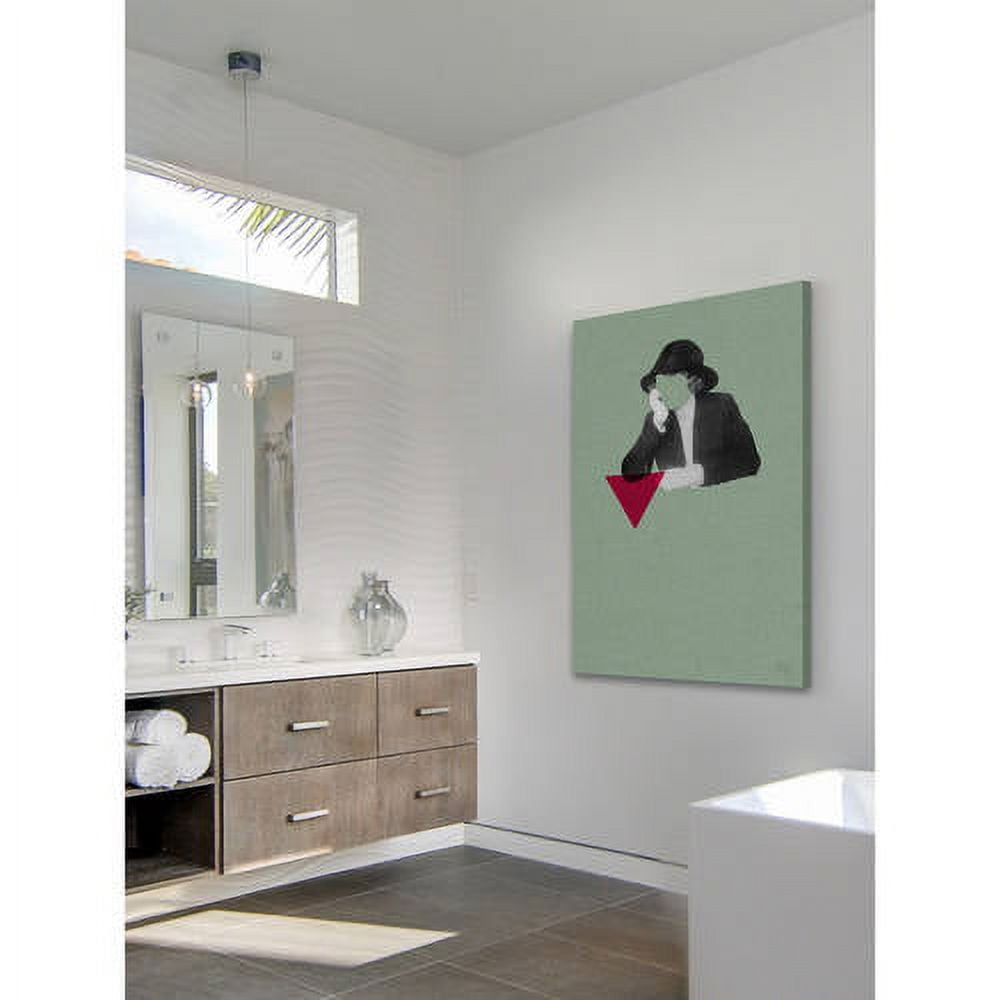 Marmont Hill "No Face Verde Triangulos" by Bengoa Vazquez Painting Print on Wrapped Canvas