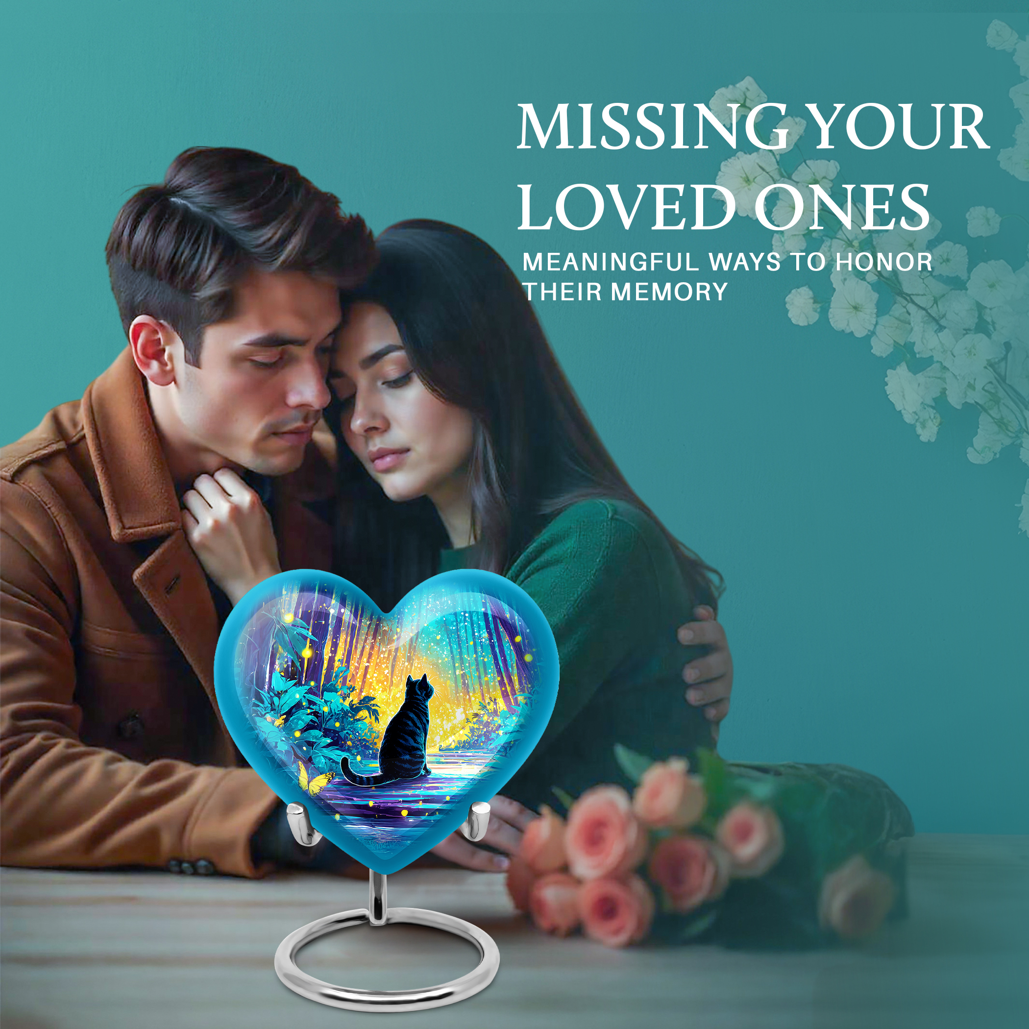 SABURIAL Cat Cremation Memorial Urn - Human Ashes Urns - Combo 1 - Large with 3 Inch Pack of 1 - Large Decorative Urn - Memorial Urns for Ash - Ash Keepsakes for Human Ashes