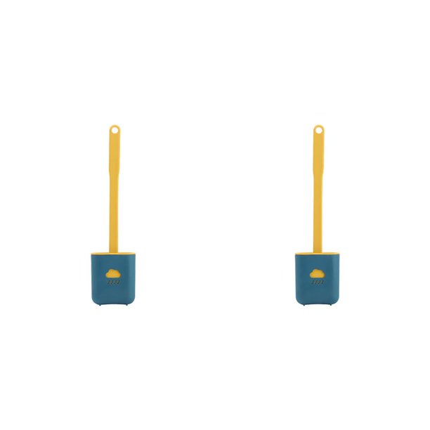 Ounissouiy Cepillo de baño de silicona con soporte, juego de cepillo de limpieza creativo, cepillo de plástico , cepillo de mango largo, cepillo Azul 2Conjunto