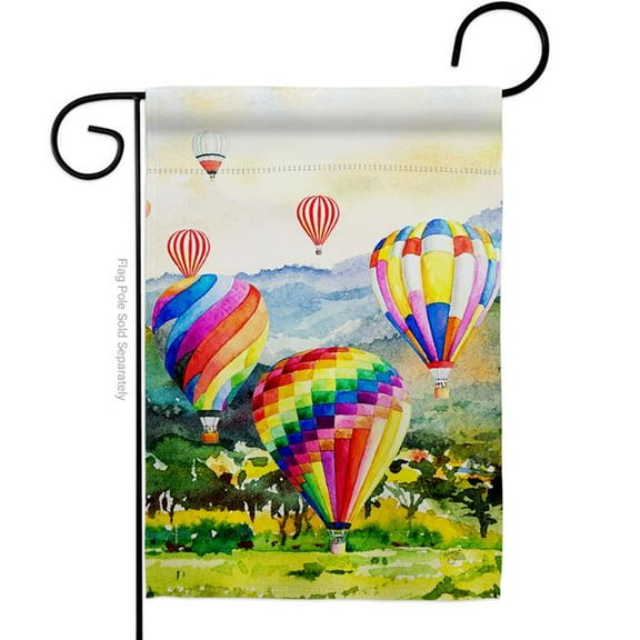 Breeze Decor G156112-BO Escape Hot Air Balloon Summertime 13 x 18.5 in. Double-Sided Decorative Vertical Garden Flags for House Decoration Banner Yard Gift