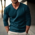 thumbnail image 2 of Wutalume Men's New V-Neck Slim Fit Pullover Long Sleeve Knitted Sweater for Casual Wear, Comfortable and Warm, Ideal for Daily Use and Outdoor Activities in Cold Weather,Dark Blue L, 2 of 4