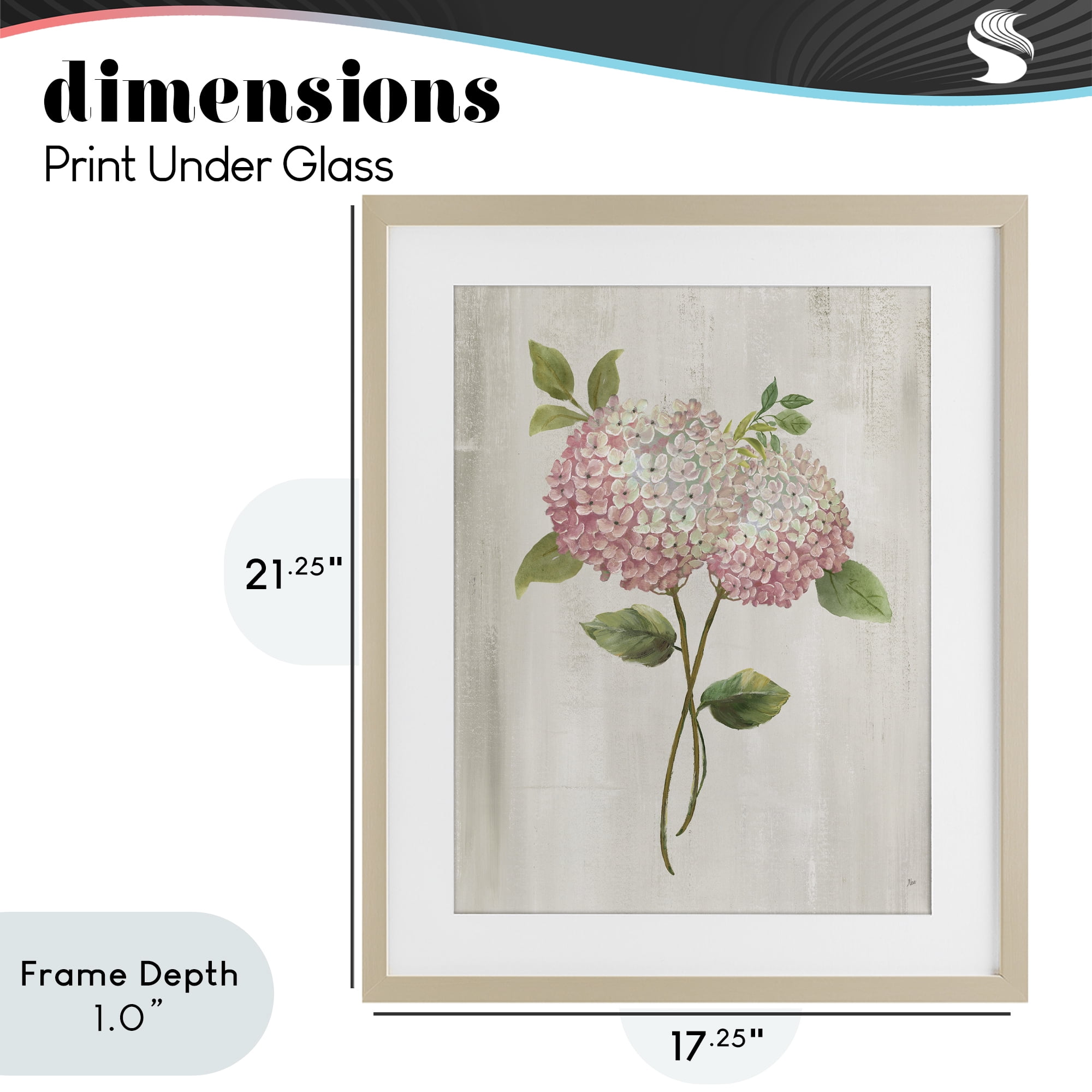 Stupell Industries Vintage Pink Hydrangea Birch Framed Print Under Glass, design by Nan