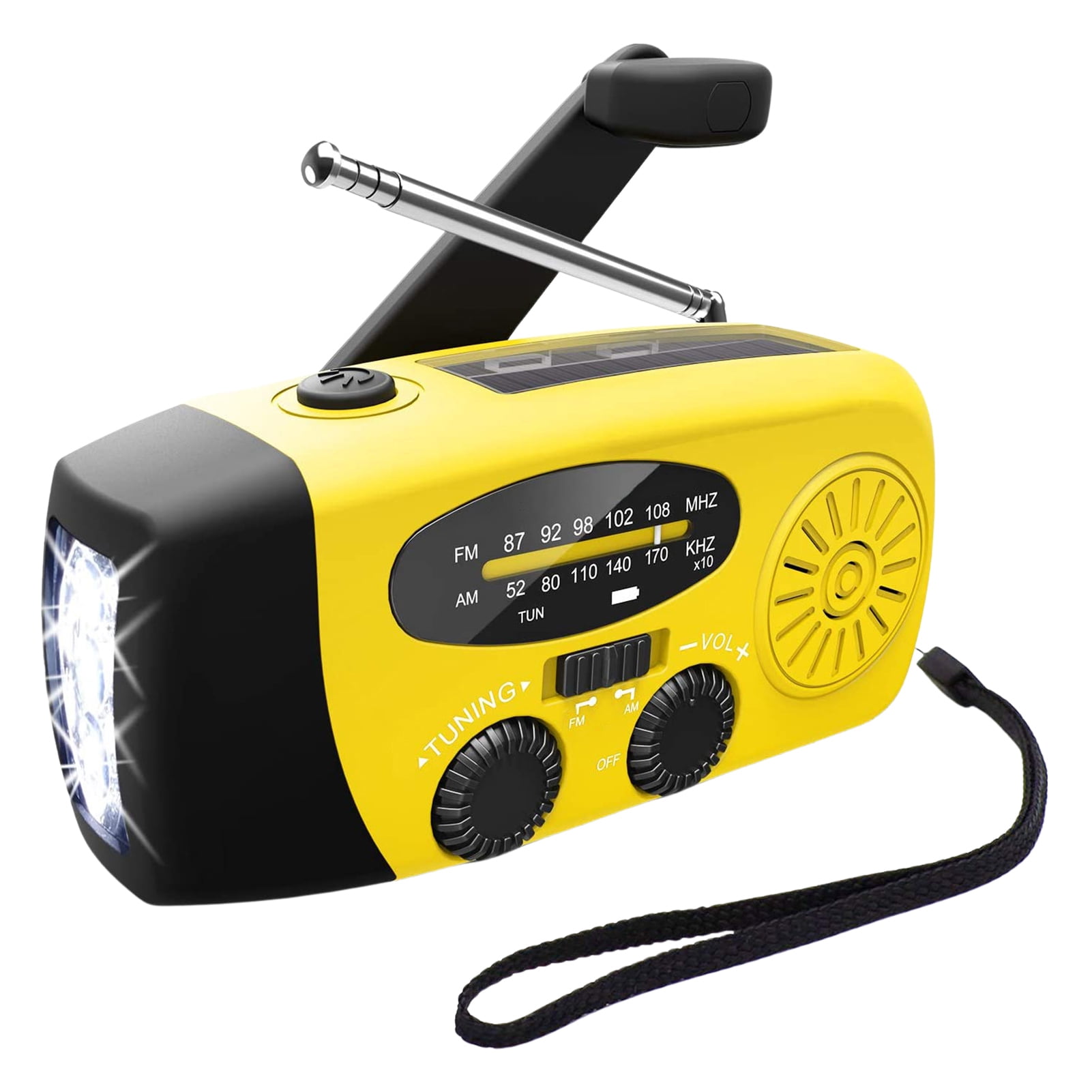Younar 1200mAh Emergency Weather Radio Hand Crank Radio with Solar