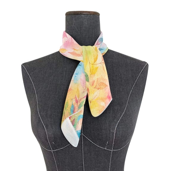 Square Scarf 24x24 Inch Rainbow Gradient Autumn Leaves Silky Satin Sun Protection Neck Scarf for Women Multi-Purpose Head Wrap Bandana for Hair Bag Decoration