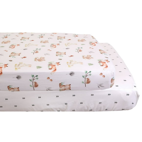 lot de 2 draps de lit de bébé, woodland