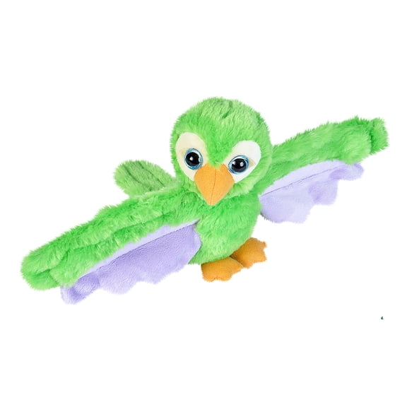 Wild Republic Huggers Green Parrot Plush Toy, Slap Bracelet, Stuffed Animal, Kids Toys, 8 Inches