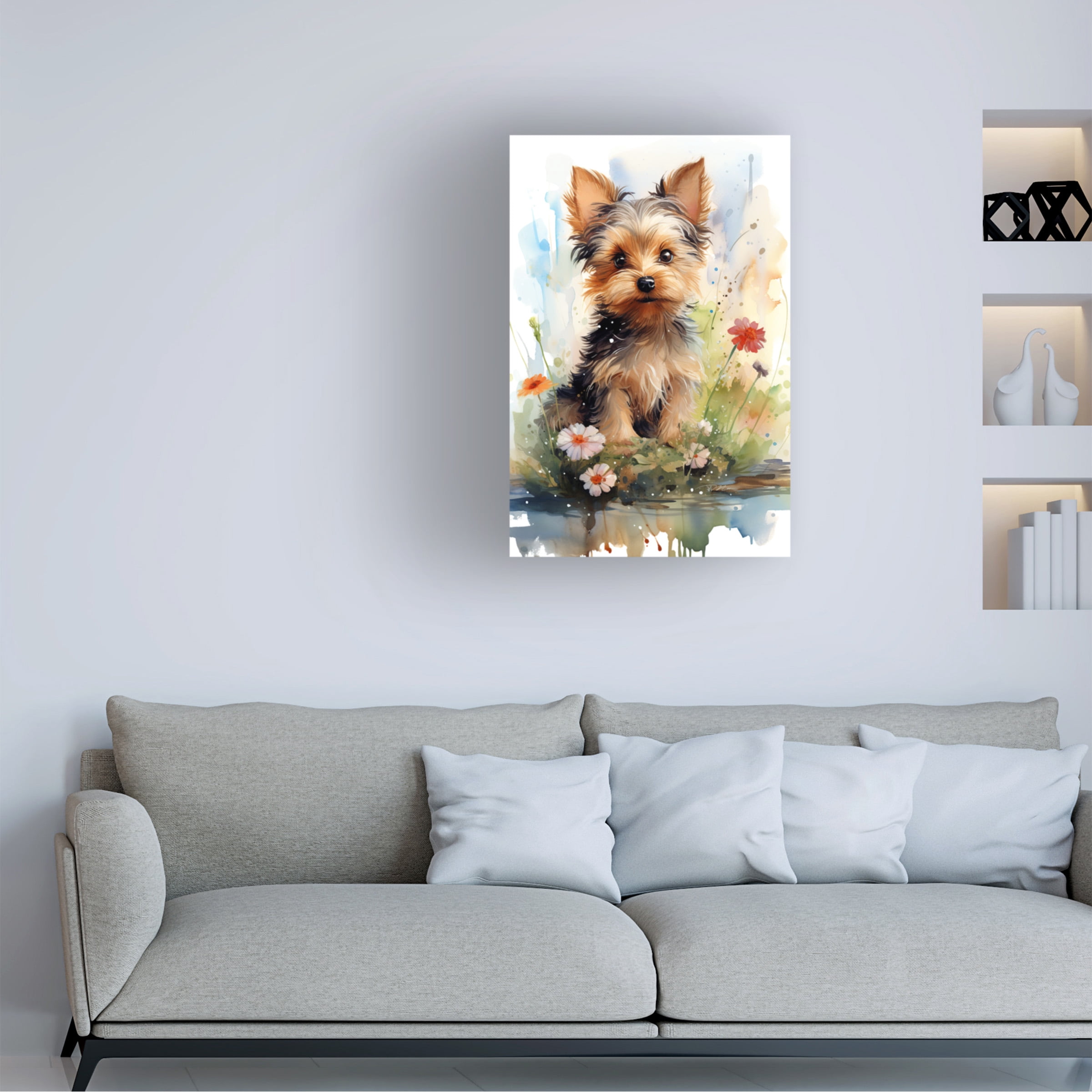 Canvas Wall Art - Momart 'Happy Puppy 1' Wall Art for Living Room, Bedroom, or Office DÃ©cor by Trademark Fine Art - 16 x 24 Inches