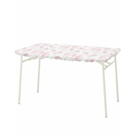 

Pink Botanical Elastic Fitted Tablecloth Waterproof Table Cover Wipeable Table Cloth Protector for Outdoor Indoor Picnic Party Universal Rectangle 8ft Seasonal Flowers Elegant Printed