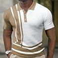 thumbnail image 2 of Miluxas Polo Shirts for Men Men Casual Solid Turndown Pullover Button Short Sleeve Blouse Tops Khaki 8(L), 2 of 6