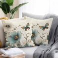 thumbnail image 2 of Turquoise Tulip Throw Pillow Covers 26x26 Inch Set of 2, Spring Vintage Botanical Butterfly Floral Waterproof Outdoor Pillow Covers, Decorative Cushion Pillowcases for Couch, Sofa, Bed, Garden, Patio, 2 of 9