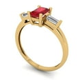 thumbnail image 2 of 0.8 ct Emerald Cut Simulated Pink Tourmaline 3 Stone 14K Yellow Gold Womens Engagement Ring, 2 of 6