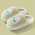 thumbnail image 3 of 1 Pair Women Winter Slippers Thick Plush Cartoon Rabbit Thick Flat Sole Anti skid Slip on Warm Cozy Dorm Slippers Green L, 3 of 7
