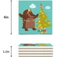 thumbnail image 3 of RYLABLUE Merry Christmas Xmas Tree Winter Christmas Set of 4 Coaster for Drinks, Absorbent Ceramic Stone Coasters Cup Mat with Cork Base for Home Kitchen Room Coffee Table Bar Decor, 3 of 4