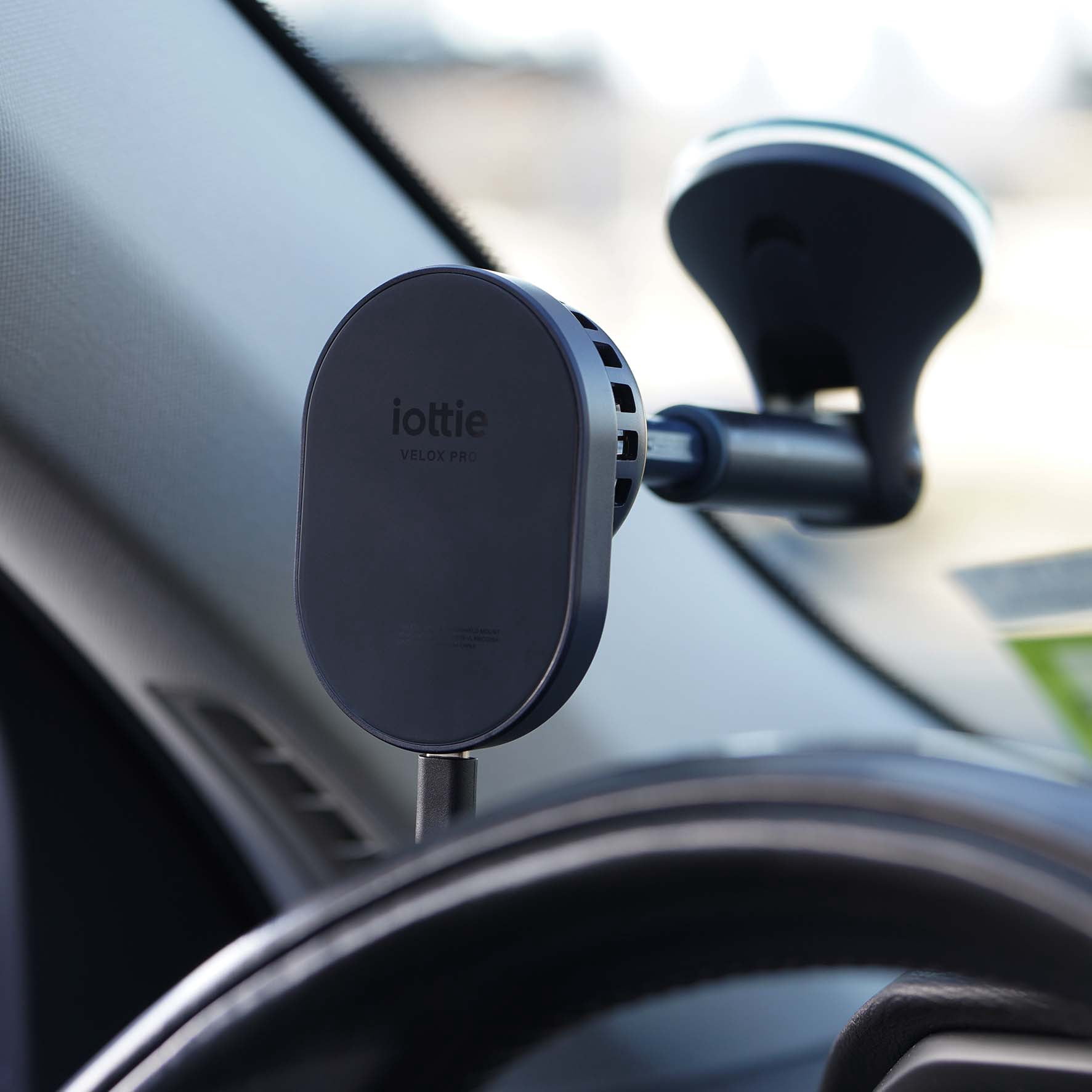 Velox Wireless Pro - MagSafe Compatible Dash & Windshield Car Mount Phone Holder - Blue (Car Charger Included)