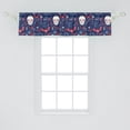 thumbnail image 2 of Halloween Window Valance, Spooky Night Inspired Skull Bat and Flower Pattern Horror Theme Cartoon, Curtain Valance for Kitchen Bedroom with Rod Pocket, 54" X 18", Dark Blue Dark Coral, by Ambesonne, 2 of 2
