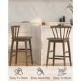 thumbnail image 4 of Joyyskill Modern Bar Stools 1PC, 24" Wooden Counter Height Barstools, Modern Armless Farmhouse Bar Dining Chairs with Back & Footrest, Brown, 4 of 5
