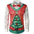 thumbnail image 1 of Camisa de fiesta de Claus para hombre, cuello abotonado, manga larga, estampado de alta definición, cómoda y suave, talla 6XL, 1 of 6