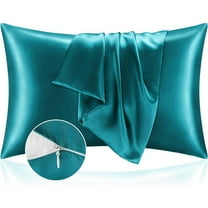 Silk Pillowcase for Hair and Skin 2 Pack Silk Bed Pillowcase Hypoallergenic Soft Breathable Both Sides Silk Pillow Case with Hidden Zipper, Standard Size Pillow Cases (Teal)