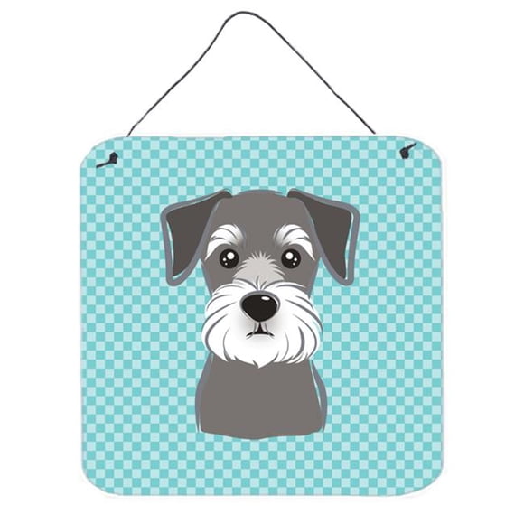 Carolines Treasures BB1136DS66 Blue Checkered Schnauzer Aluminium Metal Wall or Door Hanging Prints