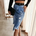 thumbnail image 6 of Women High Waist Casual A-Line Denim Short Jean Skirt Vacation Holiday Female Dailywear, 6 of 7