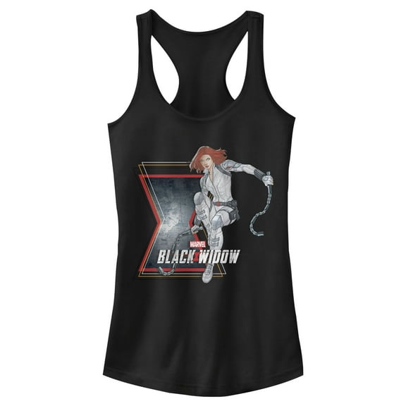 Junior's Marvel Black Widow Vintage Pose  Racerback Tank Top Black 2X Large