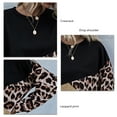 thumbnail image 5 of Women's Fashion Leopard Print Color Block Sweatshirt Top with Long Sleeves, Crew Neck, and Drop Shoulder in Khaki - Size M, 5 of 6