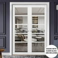 thumbnail image 5 of Slab Barn Door Panel | Quadro 4522 White Silk with Clear Glass | Sturdy Finished Doors | Pocket Closet Sliding-18" x 96"-Clear Glass, 5 of 5