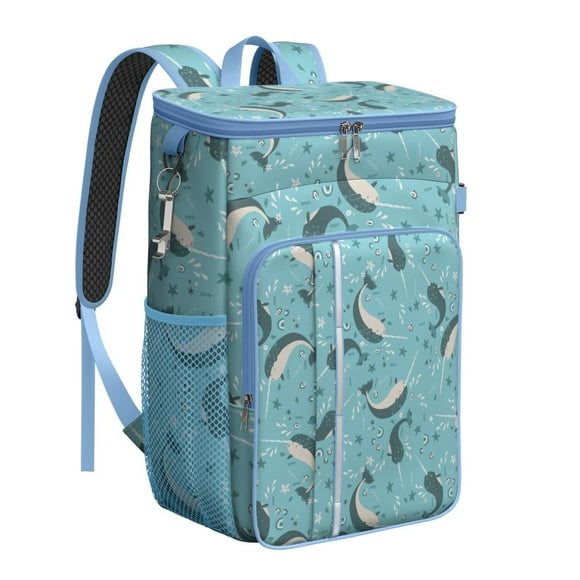 Sac à Dos Glacière Motif Baleine Mystique et Océan, Sac Glacière Isolé Étanche, Sac à Dos-Repas Imperméable pour Amateurs de Mer, Voyage