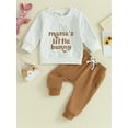 thumbnail image 3 of Elippeo Toddler Boys Easter Outfits 3 6 12 18 24 Months 3 Years Letter Bunny Ears Print Long Sleeve Sweatshirts and Long Pants 2Pcs Clothes Set, 3 of 10