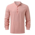 thumbnail image 4 of T Shirts for Men Casual Tops Winter Fall Long Sleeve Fall Leisure Travel Cotton Linen Vintage Hoodless Drawstring T-shirt Top, 4 of 7