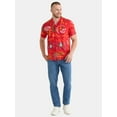 thumbnail image 2 of Netflix Stranger Things Men's and Big Men's Hellfire Club Print Button-Up Cotton Shirt with Short Sleeves, Sizes XS-3XL, 2 of 5