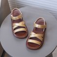 thumbnail image 6 of TOWED22 Girls Sandals Open Toe Breathable Princess Non-Slip Flats Summer Beach Lightweight Rubber Sole Sandals (Toddler/Little Kid) Gold,10, 6 of 8