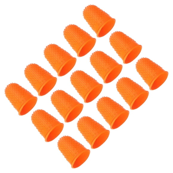 Protector de punta de dedo de silicona Uxcell, paquete de 15 piezas, cubiertas de guardia para dedos, almohadillas de dedal para oficina, tamaño XL, color naranja