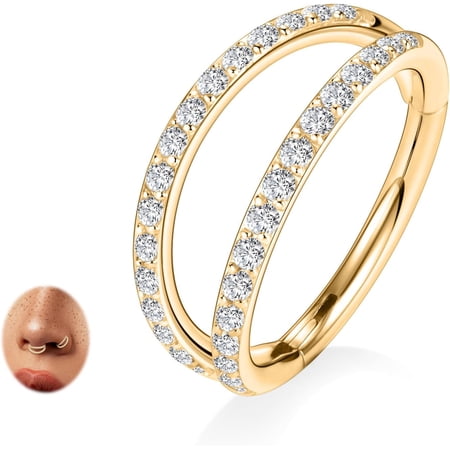 Double Hoop Nose Ring G23 Titanium Septum Ring 16G 18G Conch Helix Daith Rook Tragus Cartilage Nose Lip Piercing Jewelry for Women Men