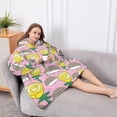 thumbnail image 5 of Oversized Wearable Blanket Hoodie,Pink Hedgehog Rose Pattern Sherpa Blanket Hoodie with Super Pockets,Super Warm Fuzzy Pullover for Women & Men, 5 of 6