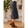thumbnail image 4 of INSPIRE CHIC Women's High Waist Elastic Waist Knit Straight Midi Skirt for Everyday Comfort and Style S Grey, 4 of 6
