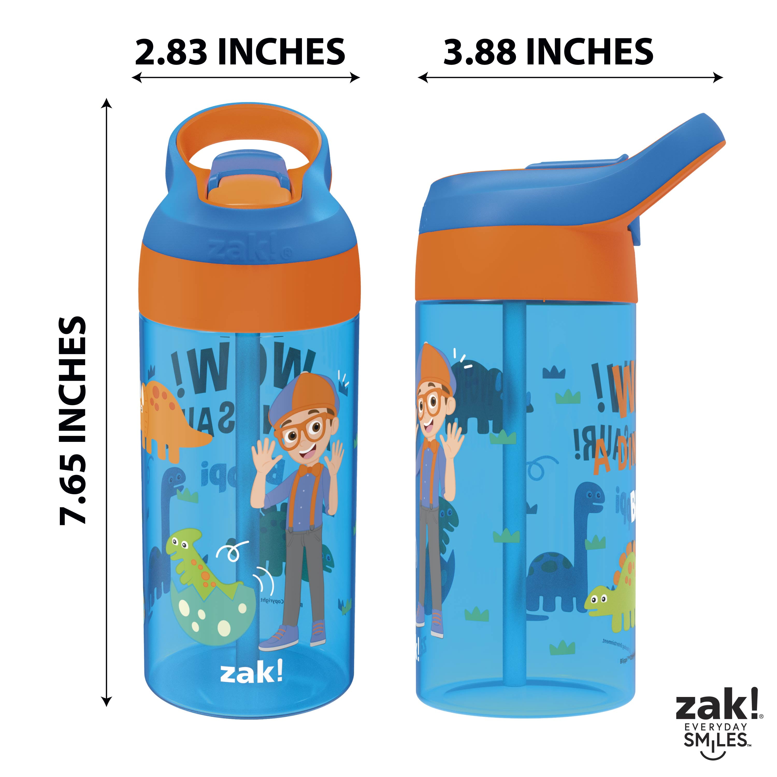 Zak Designs 2pc 17.5 oz Kids Water Bottle Plastic with Flip Straw Spout Cover and Carry Handle, Disney Lilo and Stitch