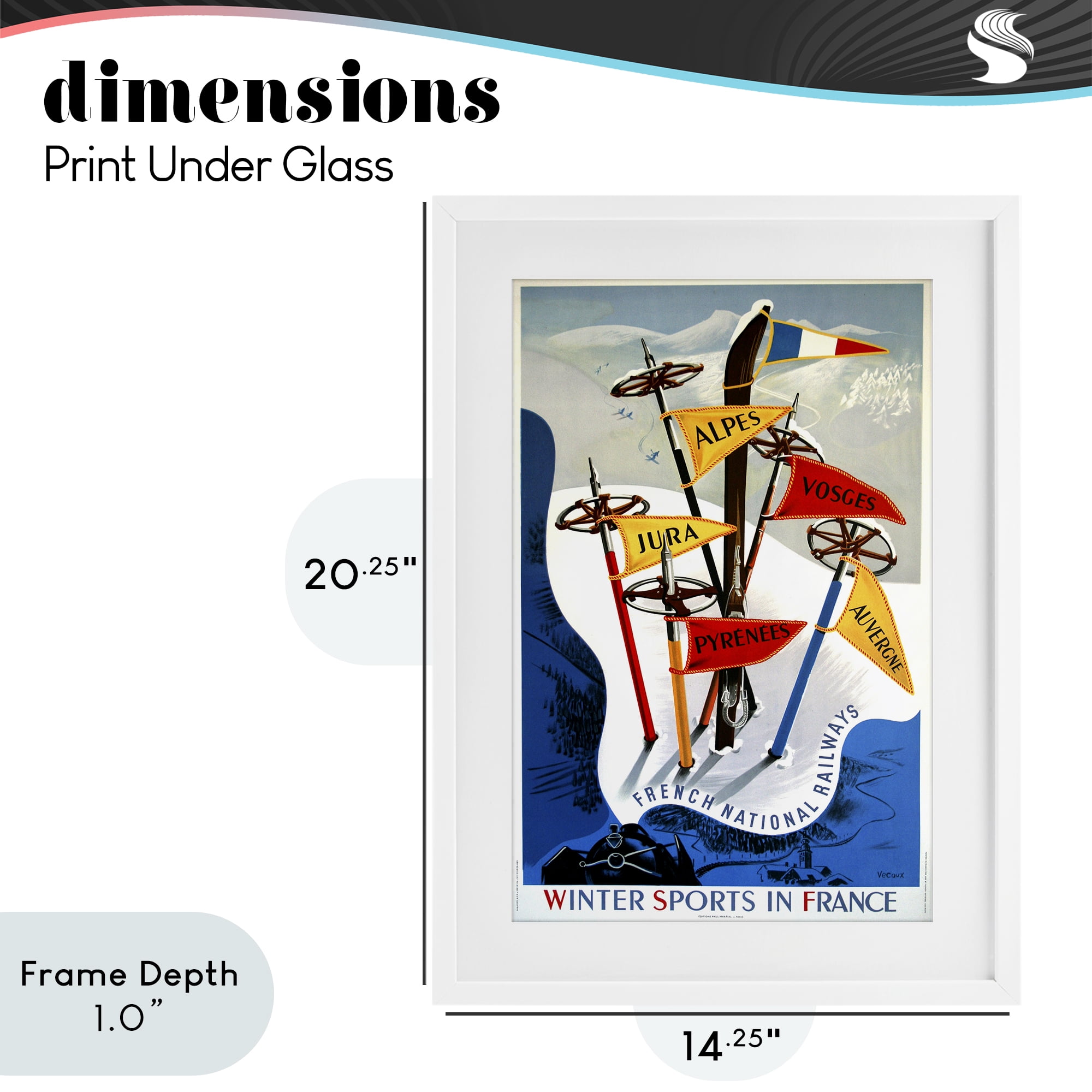 Stupell Industries Winter Sports In France White Framed Print Under Glass, design by Vintage Posters