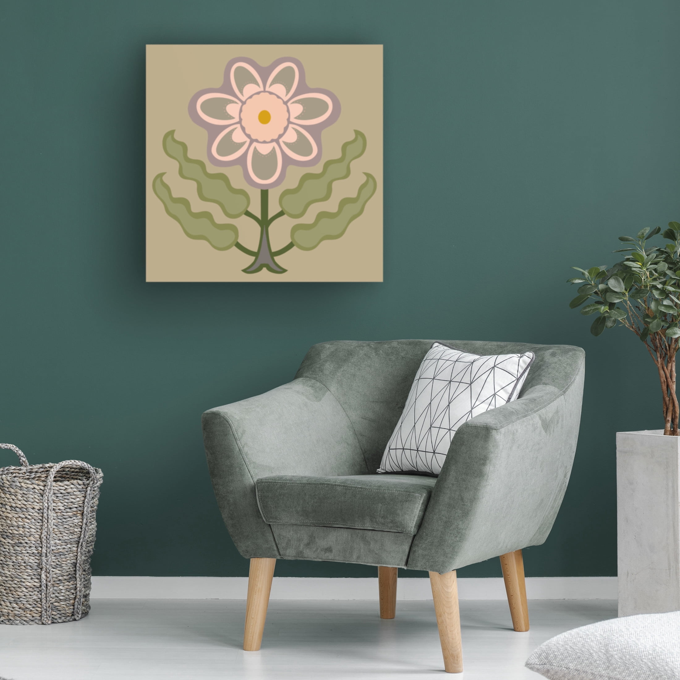 Trademark Fine Art Regina Moore  Graphic Folk Flower III Canvas Wall Art