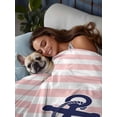 thumbnail image 3 of Anchor Pink King Size Flat Sheet, Wrinkleproof & Fadeproof Cooling Flat Bed Sheet Only, Modern Navy Blue White Striped Nautical Breathable Soft Bedding Top Sheets 105 x 98 Inches, 3 of 8