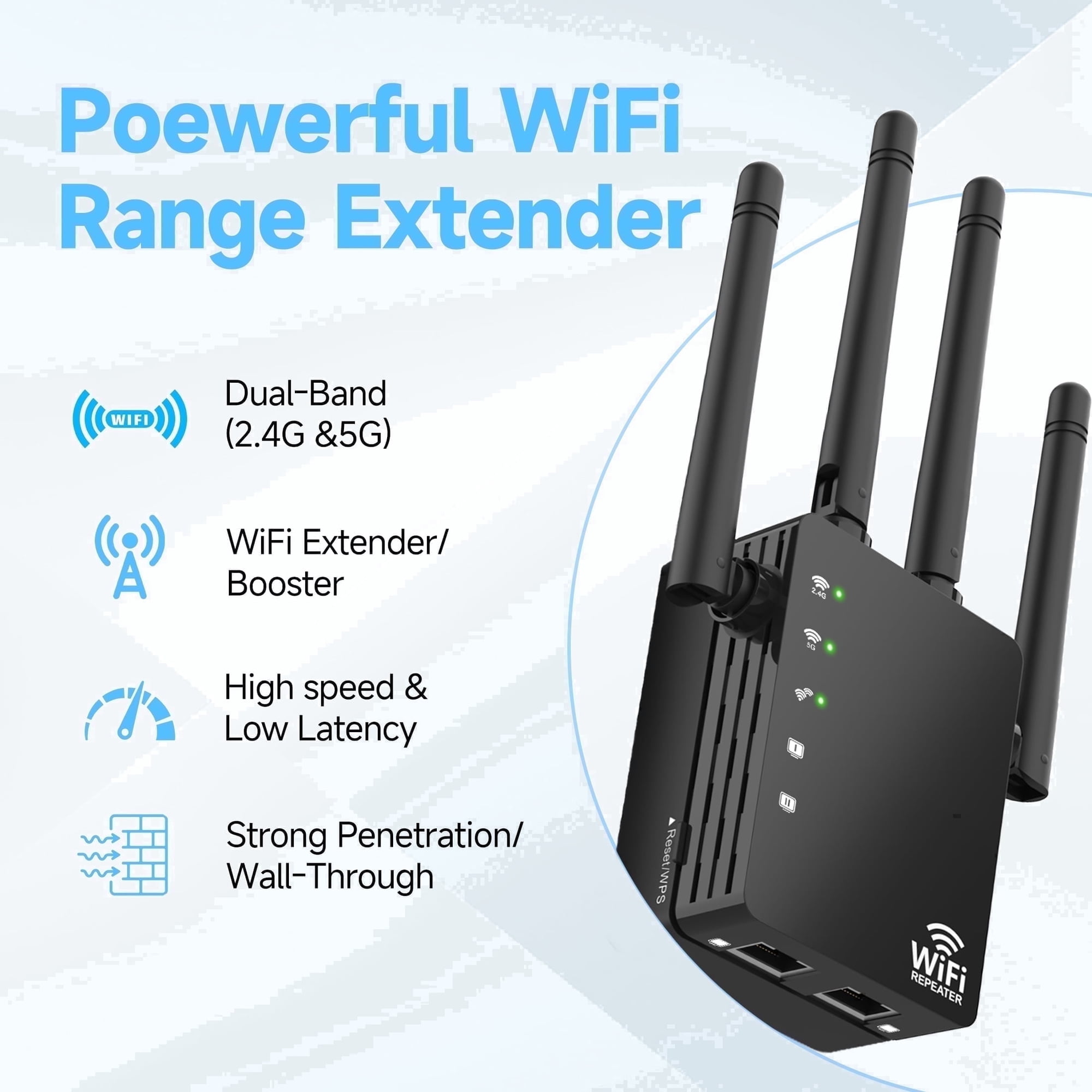 WiFi Extender Signal Booster for Home Long Range Internet Booster with Ethernet Port WiFi Repeater up to 12880 Sq Ft and 105 Devices