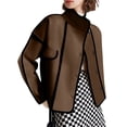 thumbnail image 2 of Chaqueta Corta de Mujer con Colores Contrastantes, Estilo Casual y Ligera, Ideal para Otoño e Invierno. Abrigo de Moda. Marrón L, 2 of 8
