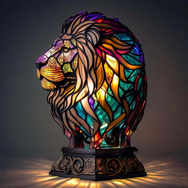 Lámpara de mesa retro de resina, lámpara de mesa de animales, serie León, delfín, lobo, adorno para el hogar