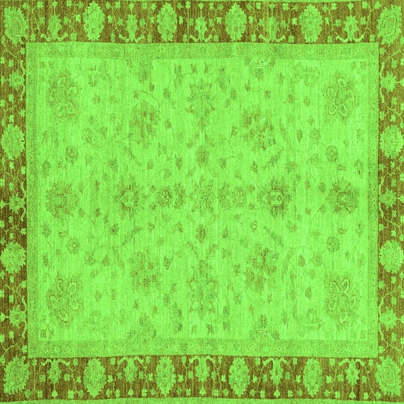 Ahgly Company Indoor Square Oriental Green Traditional Area Rugs, 6' Square