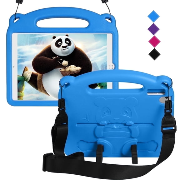 GEAK Compatible with Apple iPad 9th 8th 7th Generation Case for Kids 10.2 inch Cute Panda Shockproof Handle Stand Case with Strap for iPad Air 3rd Generation & Pro 10.5 inch