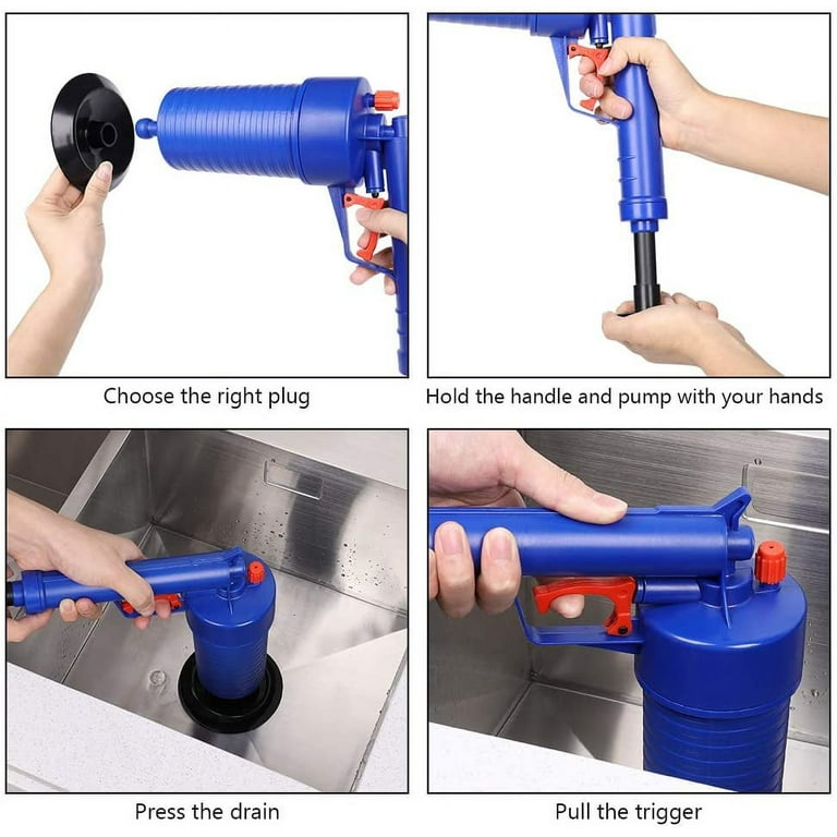 Power Toilet Plunger Set Drain Clog Remover Tool Drain Snake Tub Drain  Cleaner Opener Air Drain Blaster Gun Bellows Plunger for Sink Bath Toilets
