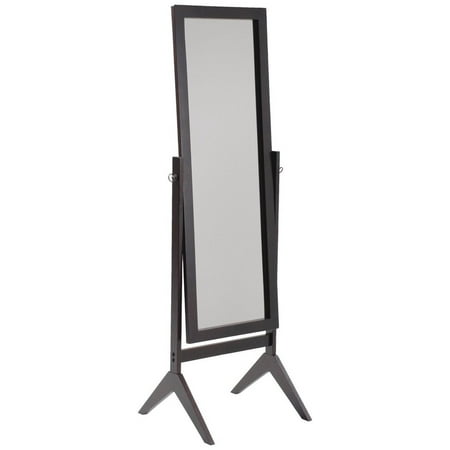 Espresso Finish Wood Rectangular Cheval Floor Mirror, Free Standing Mirro