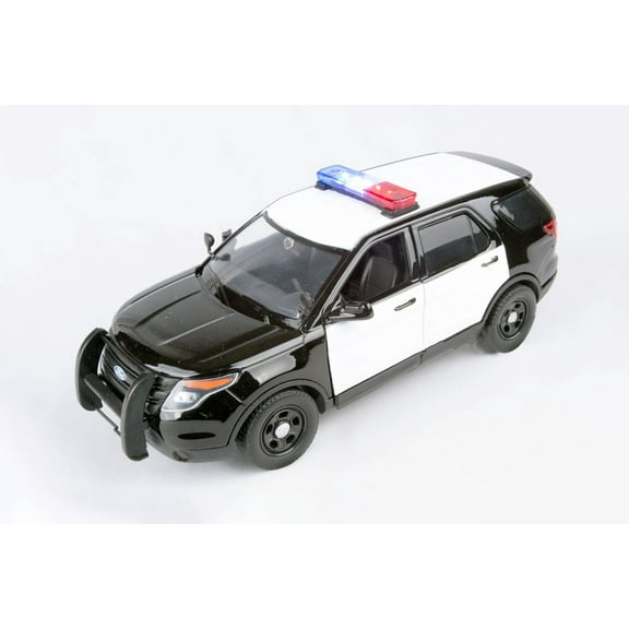 2015 Ford Unmarked Police Interceptor Utility w/ Lights & Sounds, Black and White - Motor Max 79536 - 1/24 scale Diecast Model Toy Car