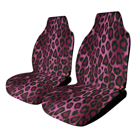 Car Seat Covers Pink And Black Leopard 2 Piece Soft Bucket Auto Seat Protector Universal Fit for SUV Sedan Van